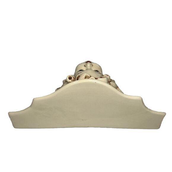 VTG BaroqueCherub Angel Sconce Wall Shelf Corbel Hand Painted Glazed Ceramic - Picture 5 of 8